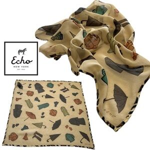ECHO Silk Bandana/Neckie Printed Scarf with Animal Print Edge